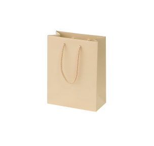 Beige paper bags with fabric handles