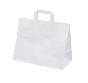 White paper bags with flat handles