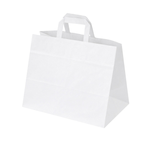 White paper bags with flat handles