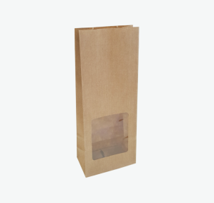 Brown paper block bottom bag with window