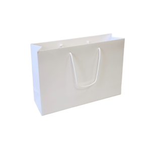 White paper bags with fabric handles