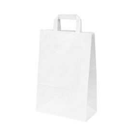 White paper bags with flat handles