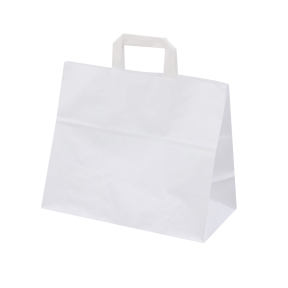 White paper bags with flat handles