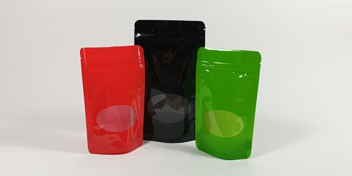 Colourful zip-lock bags with window